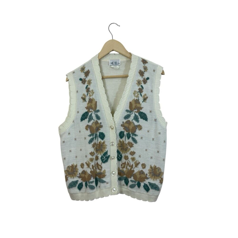 Vintage Cricket Lane Large Sweater Vest Cottagecore Granny Cottage Womens
